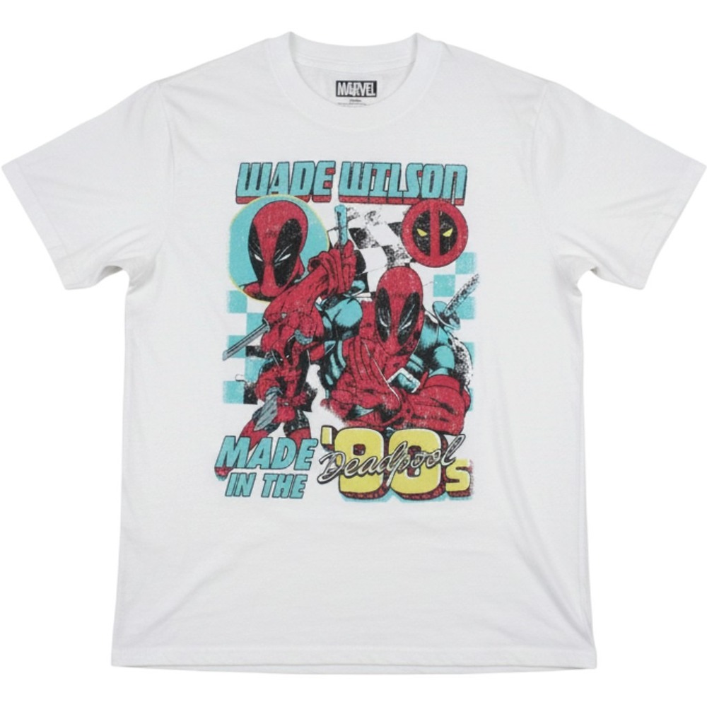Marvel Deadpool Wade Wilson Made in the 90s Graphic T-Shirt White Mens Medium